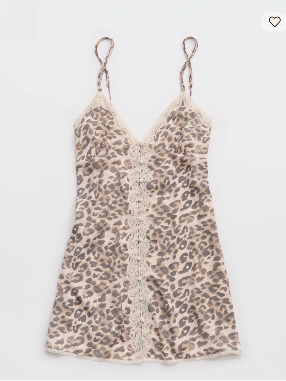 aerie Leopard-Print Lace Trim Slip - Neutral Beige